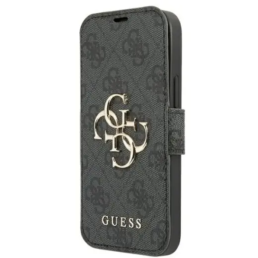 Guess GUBKP13L4GMGGR 4G Big Metal Logo book type phone case for iPhone 13 Pro | iPhone 13 gray