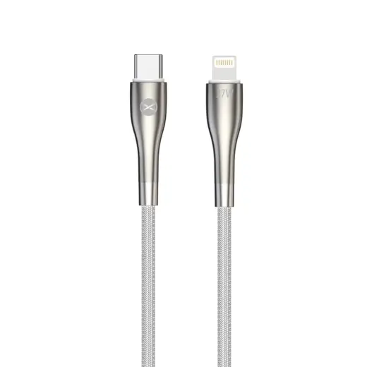 Forever Sleek datu pārraides un uzlādes vads | USB-C uz Lightning | 27W | 1m | balts