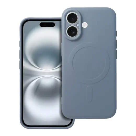 Silicone Mag telefono dėklas su MagSafe palaikymu iPhone 16 mėlynas