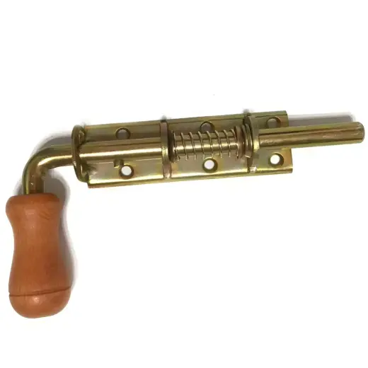 Gate bolt with spring WSP 150x50 mm steel, brass-plated