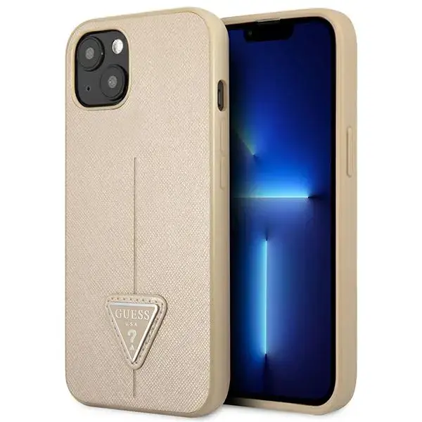 Guess GUHCP14MPSATLE iPhone 14 Plus 6,7" beżowy|beige hardcase SaffianoTriangle Logo