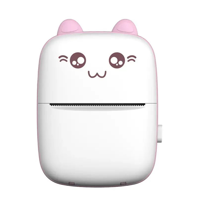 Mini bluetooth thermal printer for photos, notes white-pink