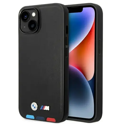 Etui BMW BMHMP14M22PTDK iPhone 14 Plus 6,7" czarny|black Leather Stamp Tricolor Magsafe