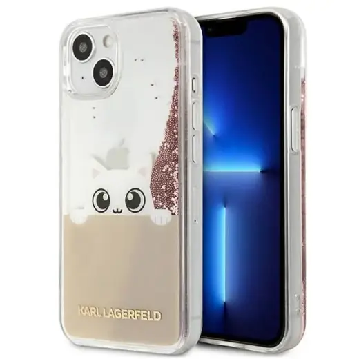 Karl Lagerfeld KLHCP13MPABGNU iPhone 13 6,1" różowy|pink hardcase PEEK A BOO Liquid Glitter