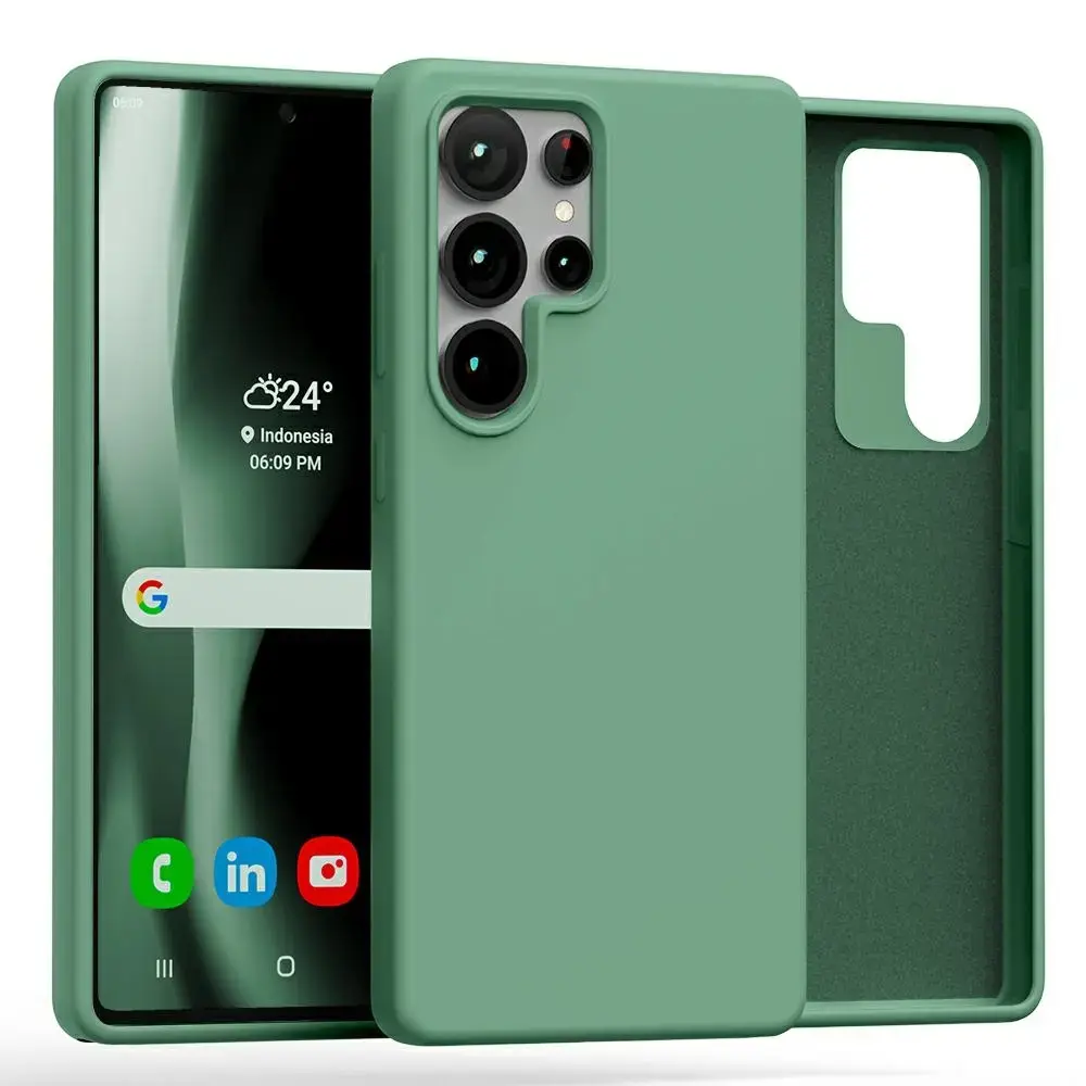 Mercury Silicone telefona maciņš priekš Samsung Galaxy S25 Ultra zaļš