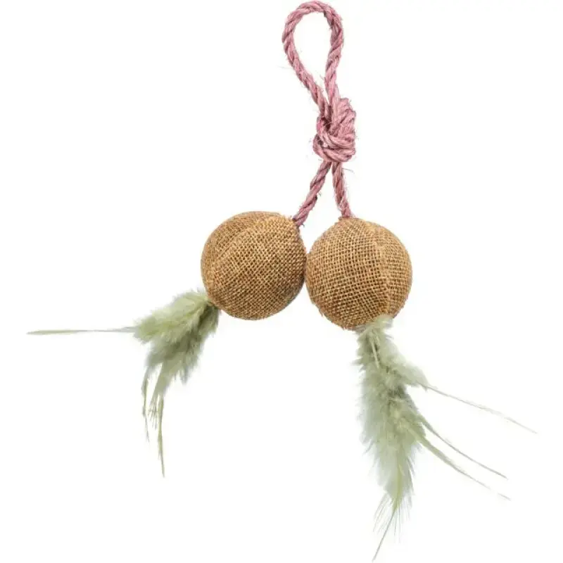 Rotaļlieta kaķiem : Trixie 2 balls on a rope, jute, ø 4.5 cm