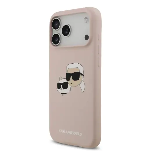Karl Lagerfeld Liquid Silicone Double Heads MagSafe Case for iPhone 17 Pro Max Pink