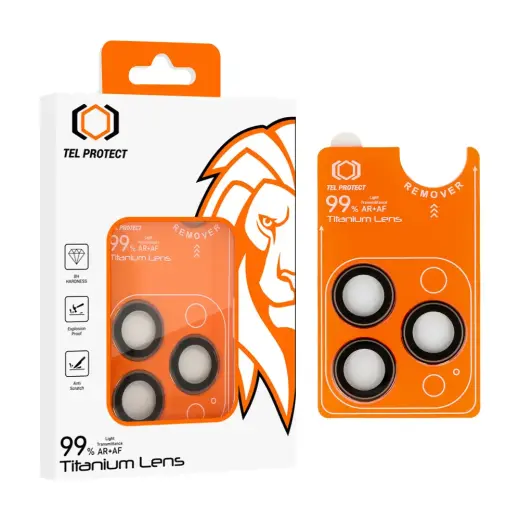 Tempered glass Tel Protect Titanium Lens 99% AR on camera for Iphone 16 Pro/16 Pro Max titanium (lens 3 pcs)