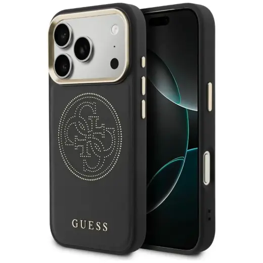Guess Perforated 4G maciņš ar MagSafe atbalstu telefonam iPhone 17 Pro melns