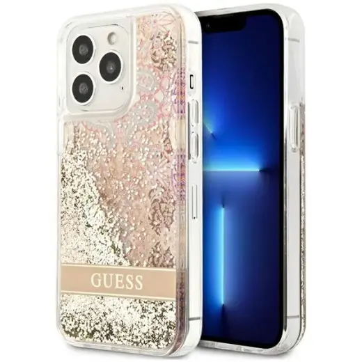 Guess GUHCP13XLFLSD iPhone 13 Pro Max 6,7" złoty|gold hardcase Paisley Liquid Glitter