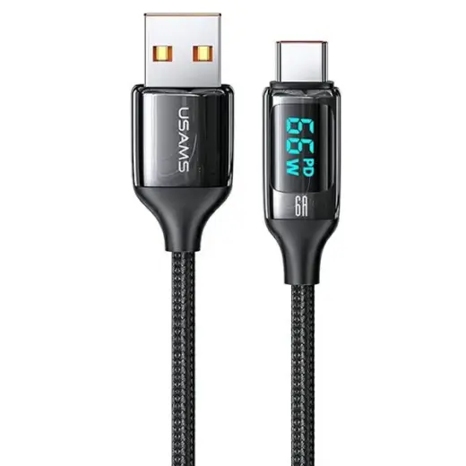 USAMS U78 SJ544USB01 data transfer and charging cable | USB-C | 30W | with LED display | 1.2m | black