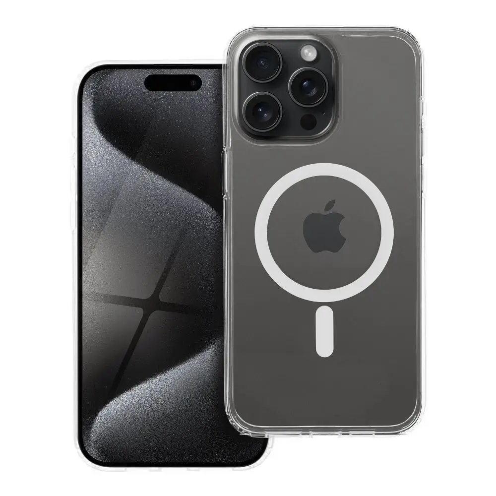 Forcell F-Protect Clear Hybrid Premium phone case with MagSafe support for iPhone 15 Pro Max transparent