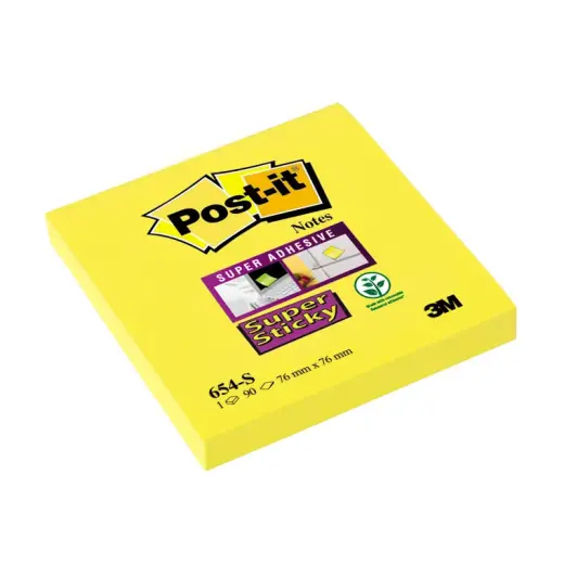 Piezīmju līmlapiņas Post-it Super Sticky 76x76mm, dzeltenas