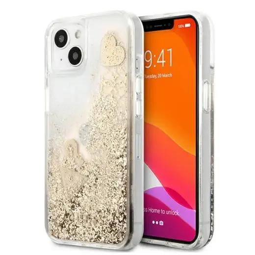 Guess GUHCP13SGLHFLGO iPhone 13 mini 5,4" gold|złoty hardcase Glitter Charms