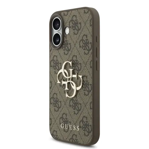 Guess PU 4G Metal Logo Strap Case for iPhone 17 Brown