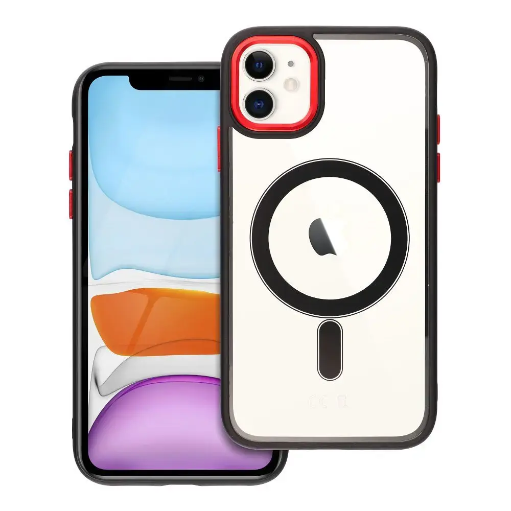 Case for iPhone 11 Color Edge Mag Cover compatible with MagSafe black-red