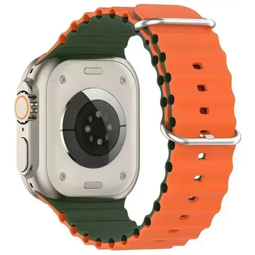 Beline Silicone Waves išmaniojo laikrodžio dirželis Apple Watch (42/44/45/49 mm) | silikoninis | žalias/oranžinis
