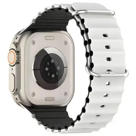 Beline Silicone Waves nutikella rihm Apple Watch (42/44/45/49 mm) jaoks | silikoonist | valge/must