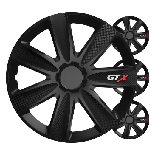 Car hubcaps 4pcs set GTX black carbon 17" COLOR BOX