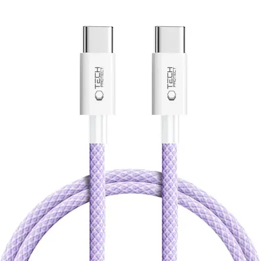 Tech-Protect Ultraboost Lite datu pārraides un uzlādes vads | USB-C uz USB-C | 60W | 1m | mauve