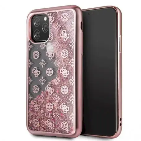 Guess GUHCN61PEOLGPI Peony Liquid Glitter Case Cover For Apple iPhone 11 Pink