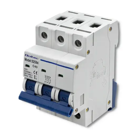 Qoltec Overcurrent Circuit Breaker C40 | Fuse | AC| 40A | 3P