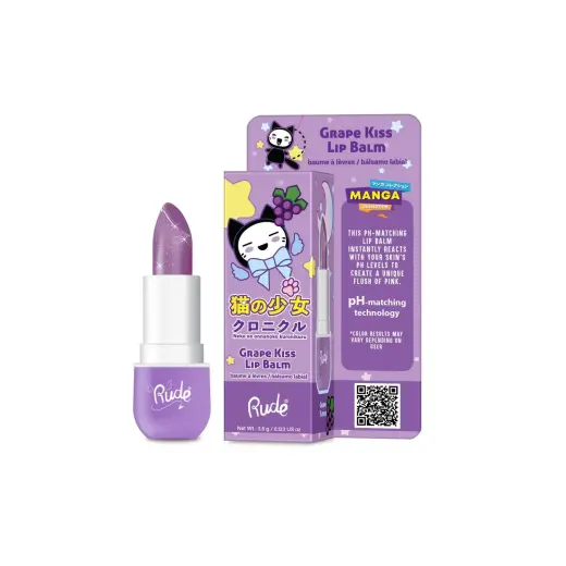 Rude Cosmetics, Grape Kiss, Hydrating, Lip Balm, 3.5 ml
