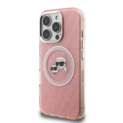 Karl Lagerfeld IML K&CH Heads Repeated Logo MagSafe Case for iPhone 16 Pro Pink