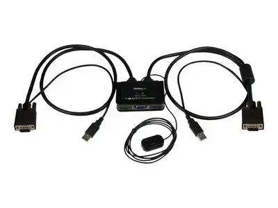 StarTech.com 2 Port USB VGA Cable KVM Switch - USB Powered with Remote Switch - KVM with VGA - Dual Port VGA KVM Switch (SV211USB) - KVM switch - 2 ports