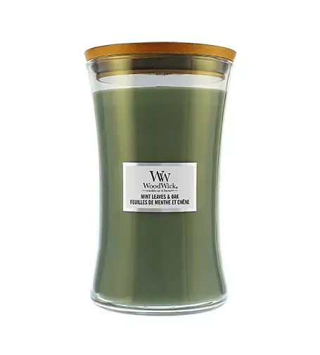 WoodWick Mint Leaves & Oak scented candle with wooden wick 609,5 g