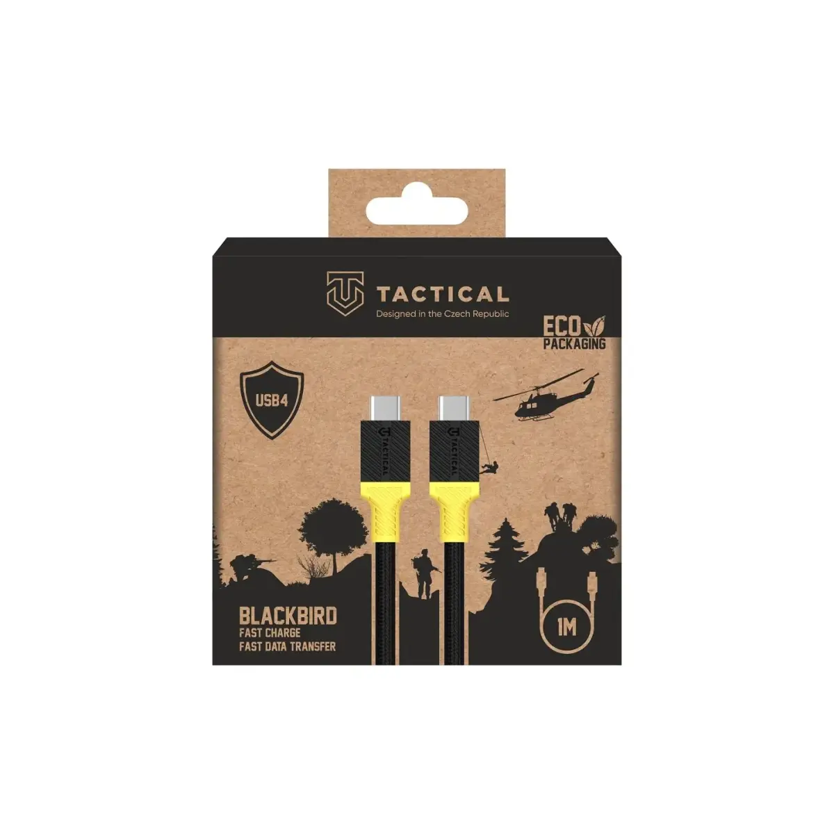 Tactical blackBird data transfer and charging cable | USB-C | 1m | black, yellow
