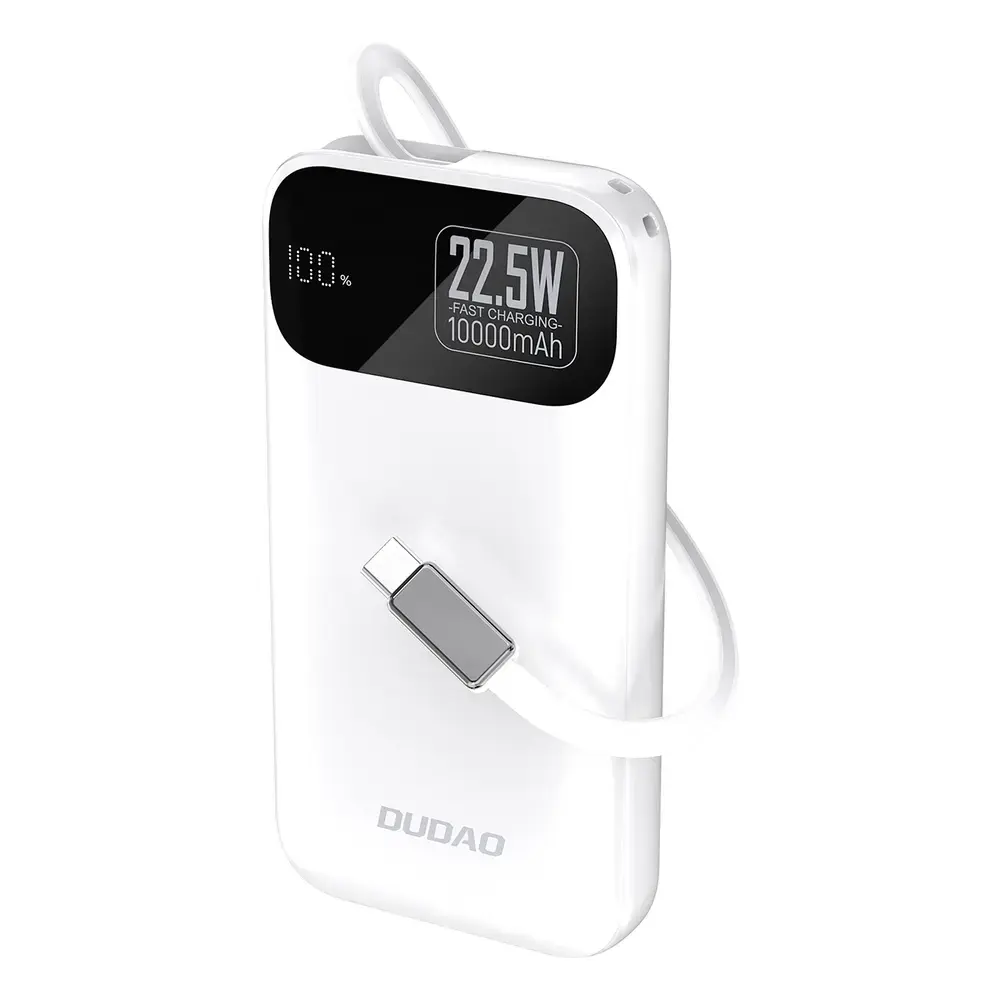 Dudao K31 ārējais akumulators (powerbank) | 10 000 mAh | 22.5W | PD | USB-C, USB-A, Lightning | balts