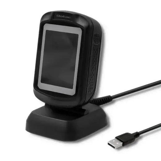 Qoltec Stationary barcode reader and QR code scanner | 1D 2D | USB | Fast