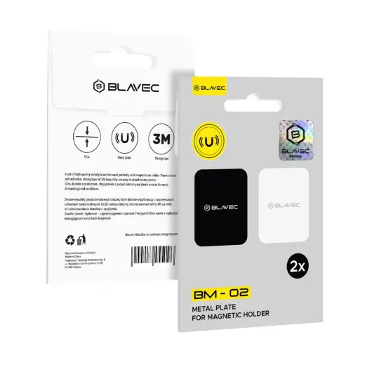 Blavec Metal plate for magnetic holder BM-02 set of 2 pieces rectangle (40x58mm) black and silver