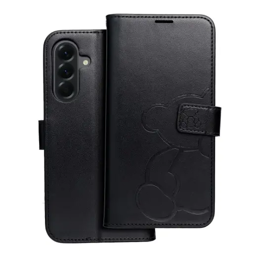 Mezzo teddy bear book type phone case for Samsung Galaxy A56 (A566) black (teddy bear)