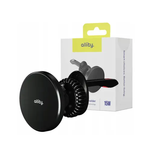 Allity car holder for air vent ACH-300 magnetic with wireless charging black 15W