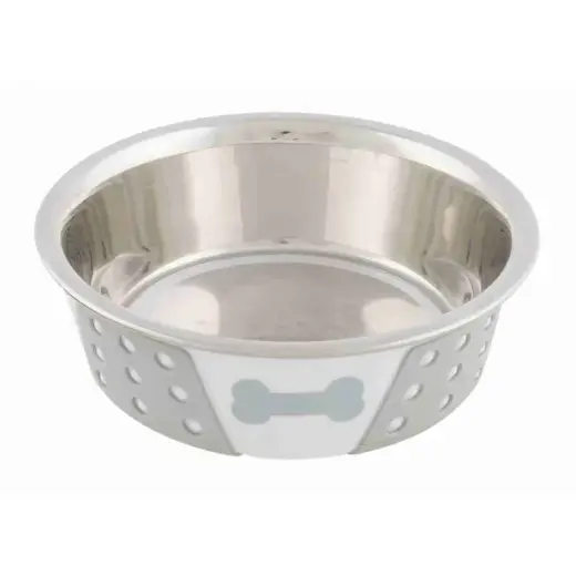 Bļoda dzīvniekiem, metāls - Trixie Stainless steel bowl with silicone, 0.4 l/ø 14 cm