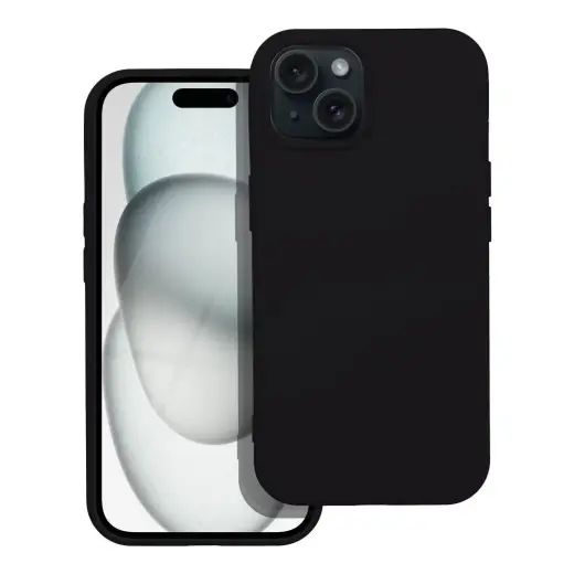 Silicone telefono dėklas iPhone 15 Plus juodas