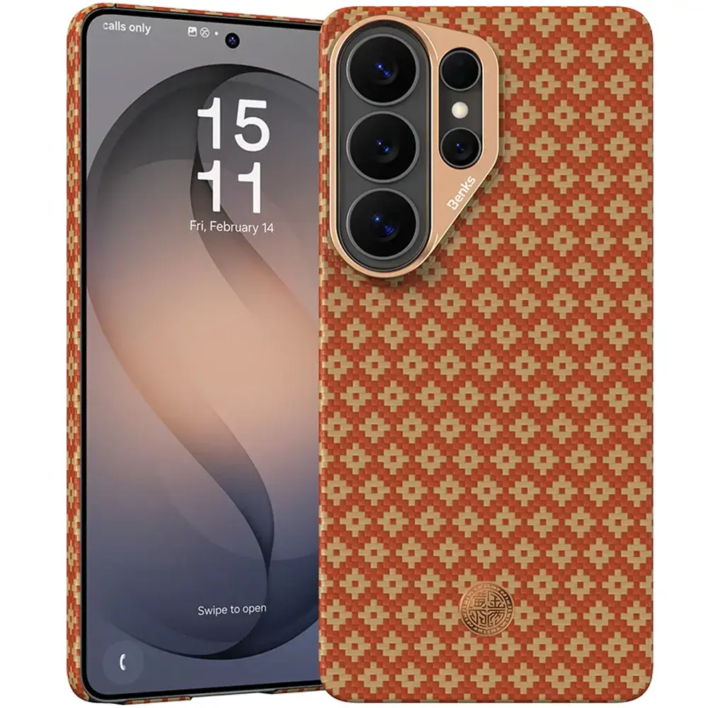 Benks Magnetic Armor Air Armor Grid Kevlar telefoni ümbris MagSafe toega Samsung Galaxy S26 Ultra (S948) oranž