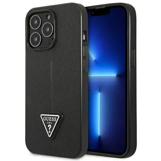 Guess PU Saffiano Triangle Case for iPhone 13 Pro Black