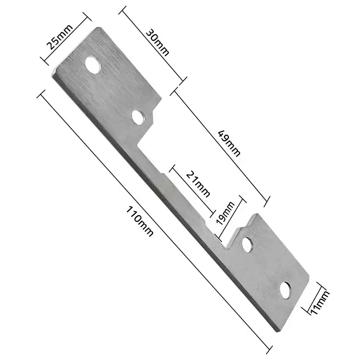 Qoltec Double-sided straight plate for electric door strike | Catch plate | 110mm | Stainless steel