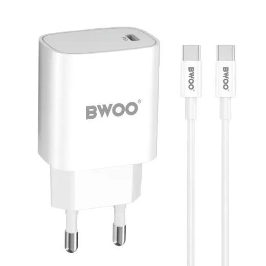 BWOO CDA159 tīkla lādētājs | 20W | PD | USB-C | balts