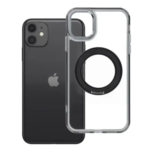 Frame Circle Stand maciņš ar statīvu un MagSafe atbalstu telefonam iPhone 11 melns