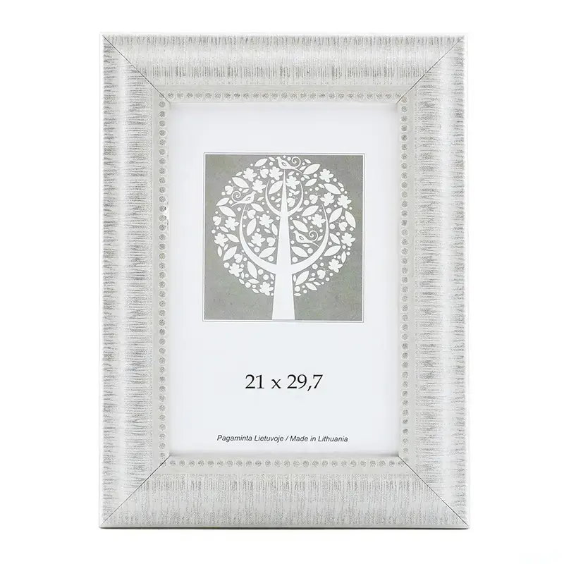 Foto rāmis, plastmasas, A4, 21x29,7 cm, baltā krāsā, ar ornamentu