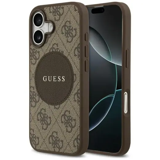 Guess 4G Circle Classic Logo maciņš ar MagSafe atbalstu telefonam iPhone 17 brūns