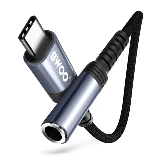 BWOO audio adapter cable BZ47 aux 3,5 mm to USB-C black
