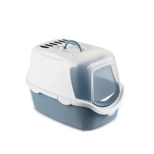 Кошачий туалет закрытый Cathy Easy Clean 56x40x40см белый|синий