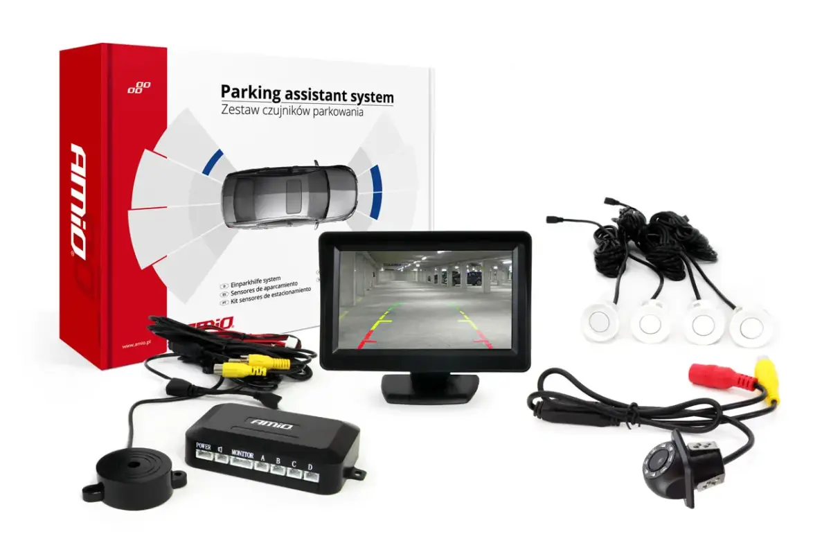 Parking assistant system TFT01 4,3" with HD-305 LED 4 sensors white