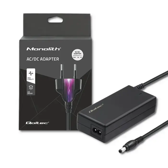 Qoltec Desktop power supply 72W | 12V | 6A | 5.5*2.1 +power cable
