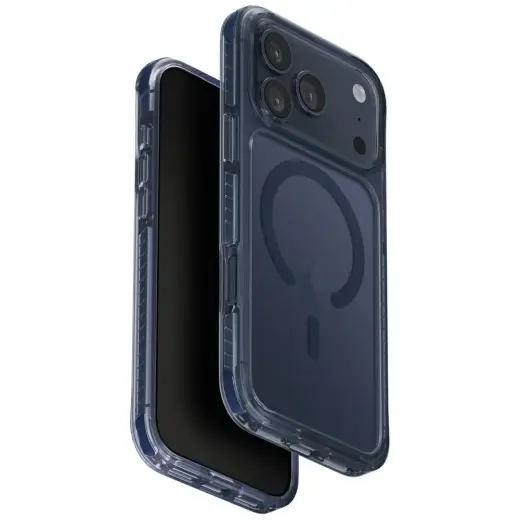 UNIQ Combat phone case with stand and MagSafe support for iPhone 17 Pro Max blue